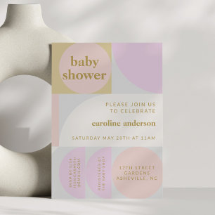 Cute Unique Modern Pastel Geometric Baby Shower Invitation