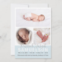 Cute Unique New Baby Birth  BOY Collage | 3 PHOTOS Announcement