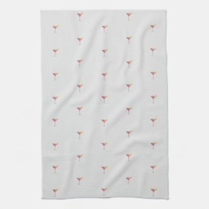 Cute Unique Pink Cocktail Pattern Gray Kitchen Towel