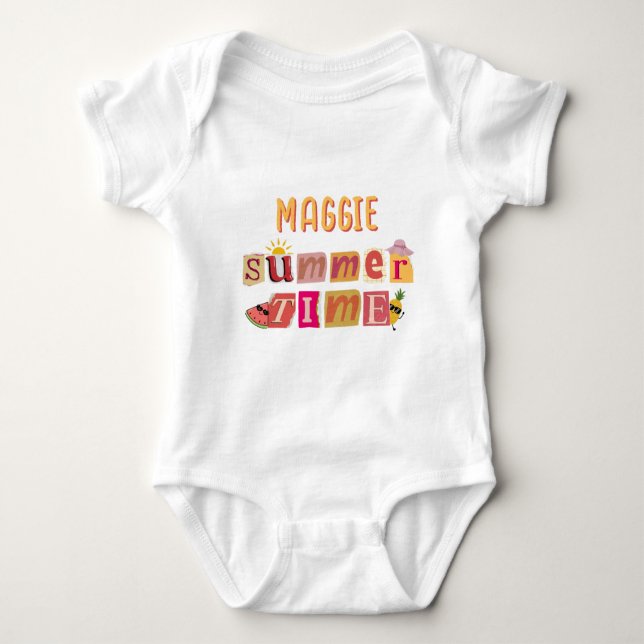 Cute Unique Summer Time Vacation Baby Bodysuit (Front)