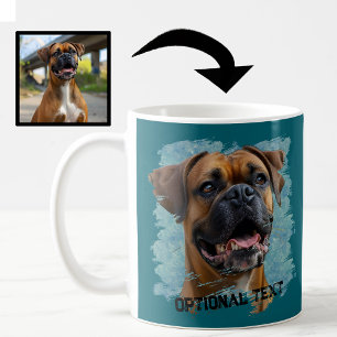 Cute Unique Turquoise Boxer Dog Dad Lover Photo Coffee Mug