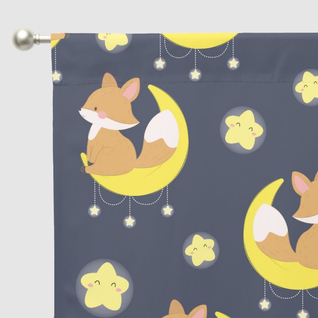 Cute unisex baby fox nursery tiled blackout curtains (Pocket)