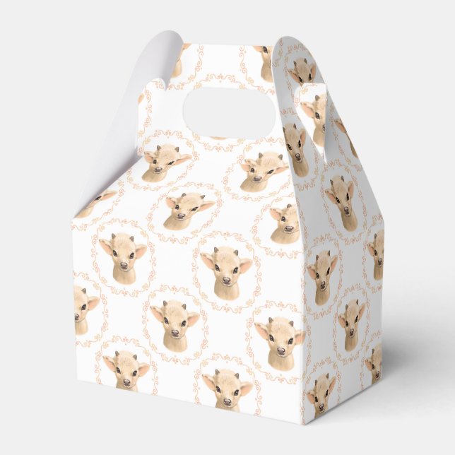 cute unisex baby goat tiled party favor boxes (Back Side)