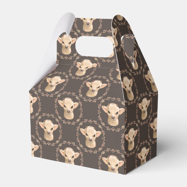 cute unisex baby goat tiled party favor boxes (Front Side)