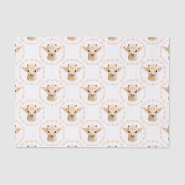 cute unisex baby goat tiled party tissue paper (Front)