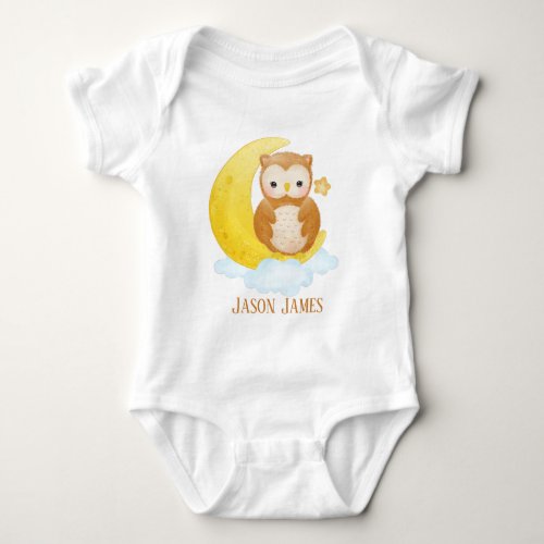 cute unisex baby owl add name baby bodysuit