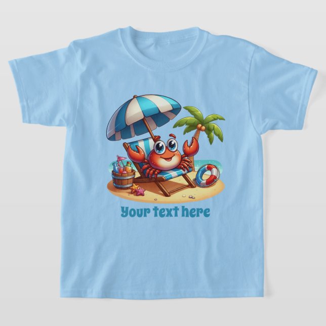 Cute unisex beach crab add text  T-Shirt (Laydown)
