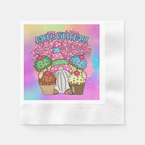 cute unisex Birthday gnome  Napkins