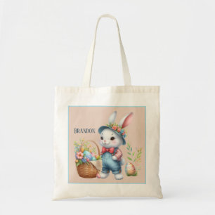 Cute unisex Easter bunny add name egg hunt Tote Bag