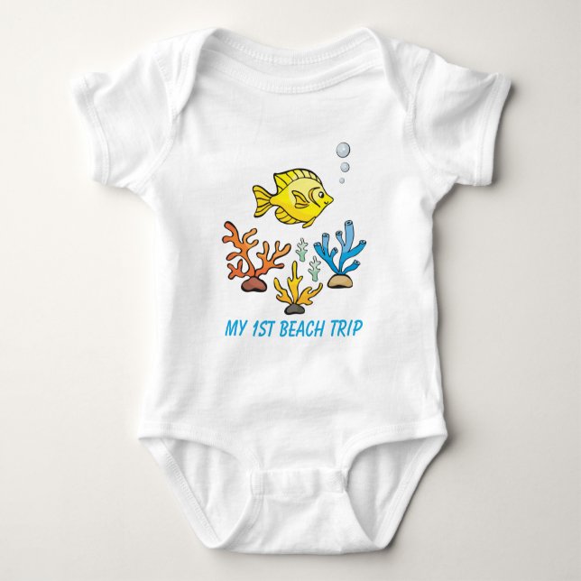 cute unisex first Beach trip  Baby Bodysuit (Front)