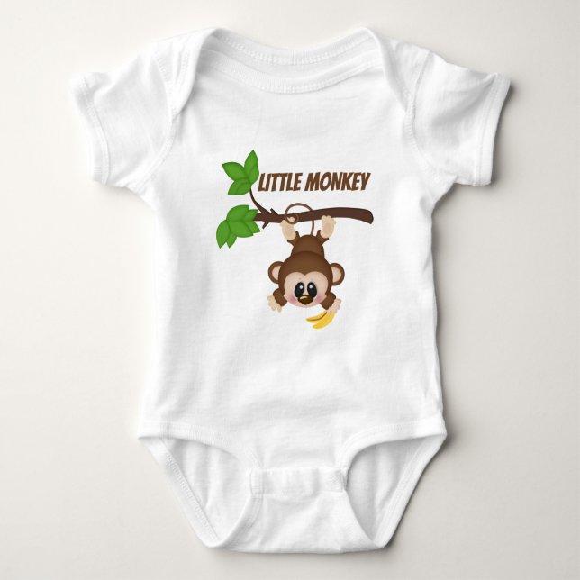 Cute unisex jungle monkey add name baby bodysuit (Front)