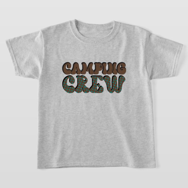 Cute unisex kids camping crew word art T-Shirt (Laydown)