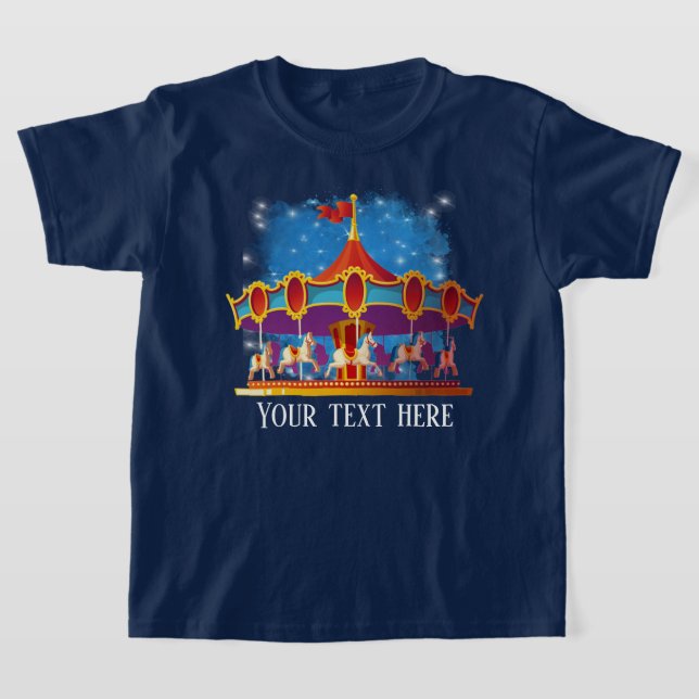 cute unisex kids carousel add text T-Shirt (Laydown)