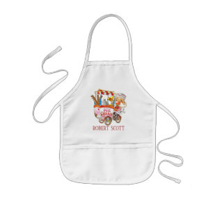 Cute unisex kids ice cream add name kids' apron