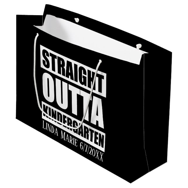 Cute unisex Kindergarten Graduate add name date Large Gift Bag (Front Angled)