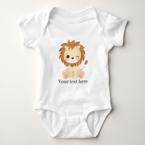cute unisex lion add text baby bodysuit