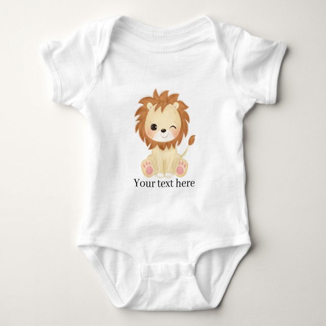 cute unisex lion add text baby bodysuit (Front)