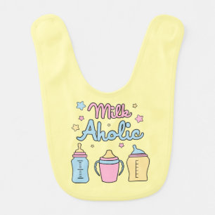 Cute unisex milkaholic word art baby bib