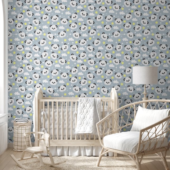 Cute unisex tiled panda bear wallpaper  (Kids)