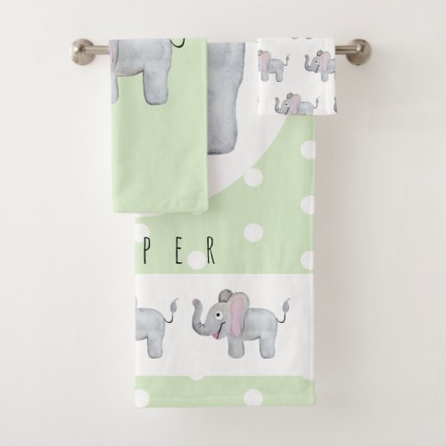 Cute Unisex Watercolor Elephant Safari BabyChild Bath Towel Set