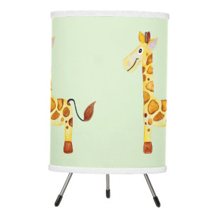 Cute Unisex Watercolor Giraffe Safari Baby Nursery Tripod Lamp