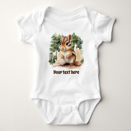 cute unisex woodland chipmunk add text  baby bodysuit