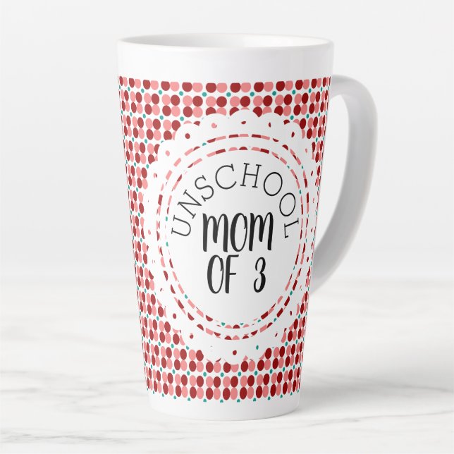 Cute Unschool Mom of Number of Kids Dots Latte Mug (Right Angle)