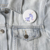 Cute Unusual Cartoon Unicorn Button Badge (In Situ)
