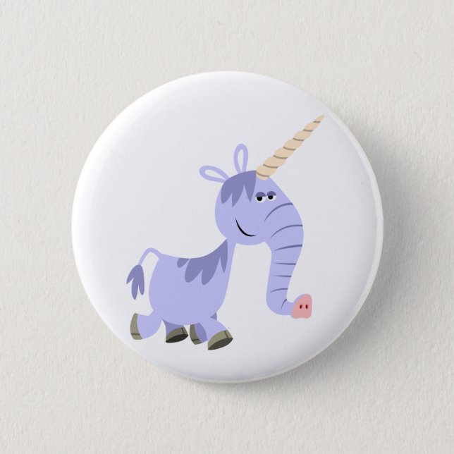 Cute Unusual Cartoon Unicorn Button Badge (Front)