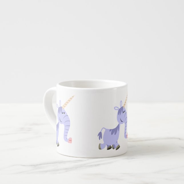 Cute Unusual Cartoon Unicorn Espresso Mug (Front Left)
