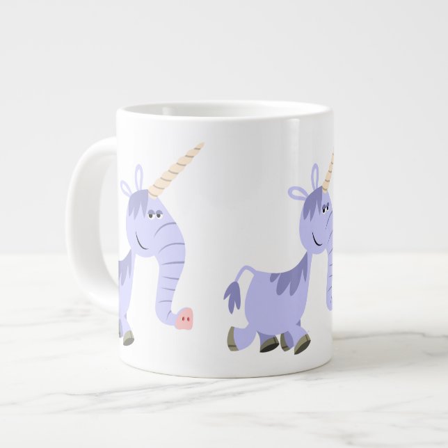 Cute Unusual Cartoon Unicorn Jumbo Mug (Front Left)