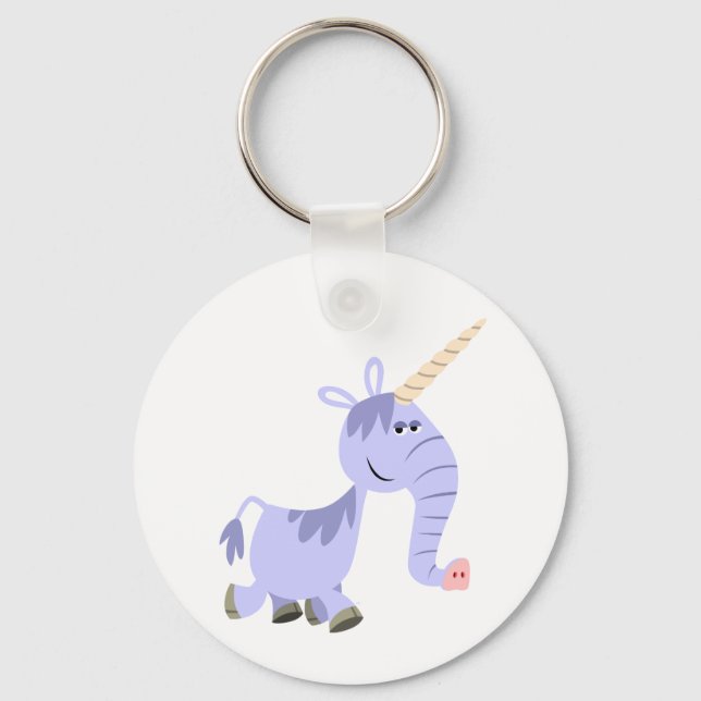 Cute Unusual Cartoon Unicorn Keychain (Front)