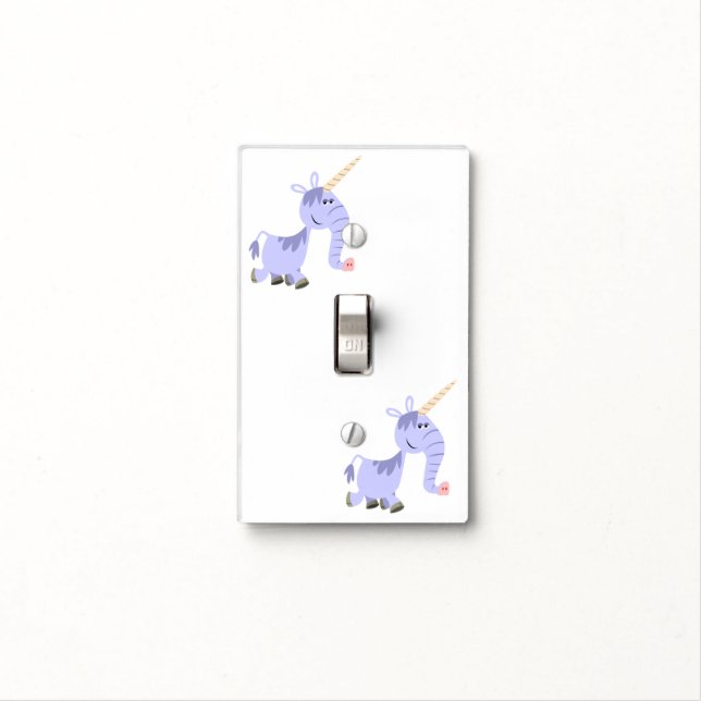 Cute Unusual Cartoon Unicorn Light Switch Cover (In Situ)