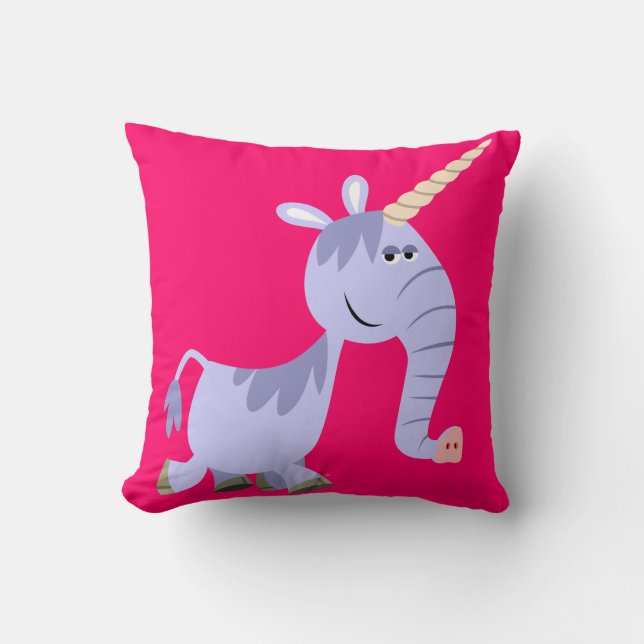 Cute Unusual Cartoon Unicorn Pillow (Front)