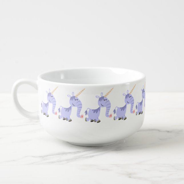 Cute Unusual Cartoon Unicorn Soup Mug (Right)