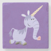 Cute Unusual Cartoon Unicorn Stone Coaster (Front)