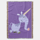 Cute Unusual Cartoon Unicorn Throw Blanket (Front Vertical)