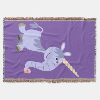 Cute Unusual Cartoon Unicorn Throw Blanket