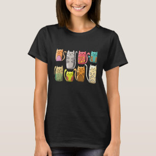 Cute Unusual Cats Graphic Trendy Cat Family Art T-Shirt