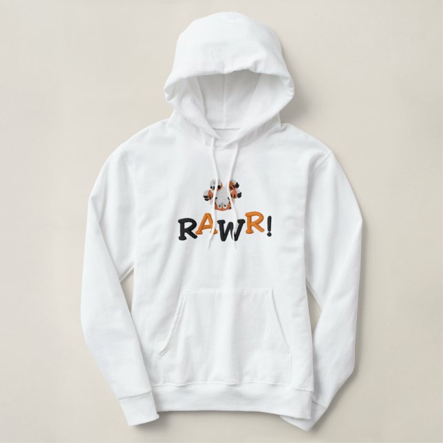 Cute Upside Down Baby Tiger RAWR! Embroidered Hoodie (Design Front)