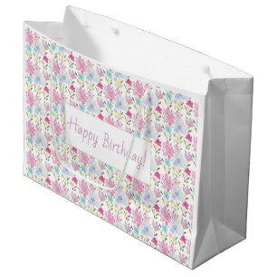 Cute Urban Colorful Watercolor Floral Large Gift Bag