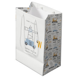 Cute Urban Construction Crane Boy&#39;s Baby Shower Medium Gift Bag