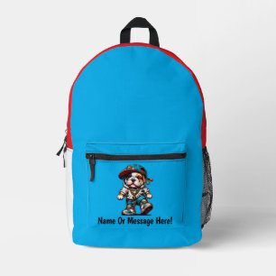 Cute Urban Streetwear Bulldog Personalized Tricolo Printed Backpack