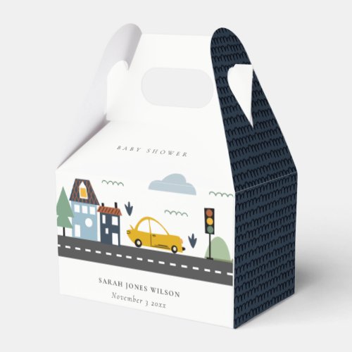 Cute Urban Vehicle Cars Road Cityscape Baby Shower Favor Boxes