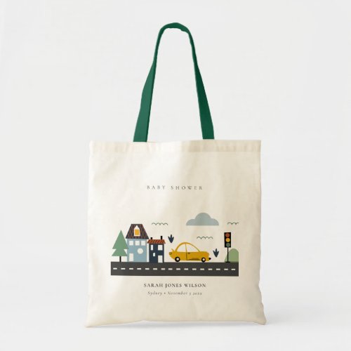Cute Urban Vehicle Cars Road Cityscape Baby Shower Tote Bag