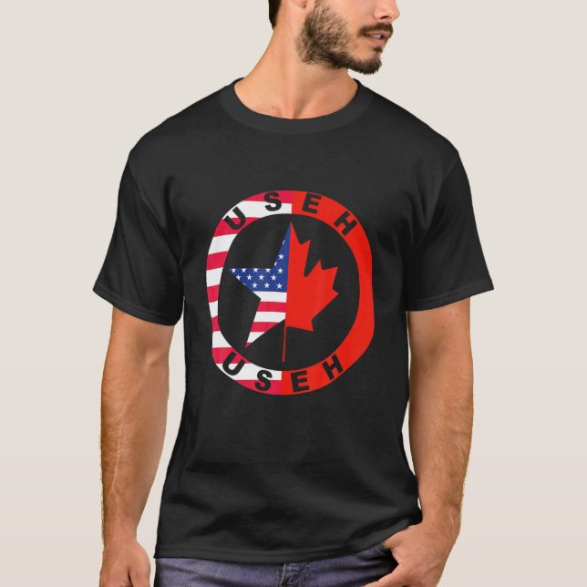 Cute US EH Canada Day American Canadian Flag Men W T-Shirt (Front)