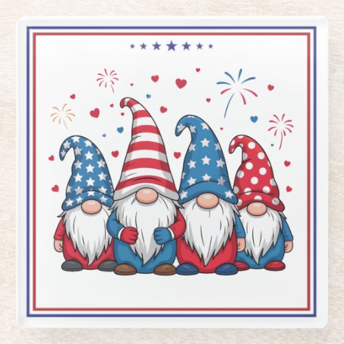 Cute USA American Gnomes Cartoon-68123 Glass Coaster