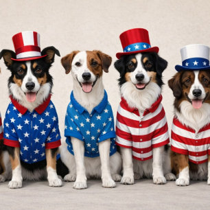 Cute USA Dogs American Card