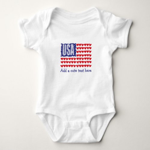 Cute USA Hearts Flag Custom Baby Bodysuit