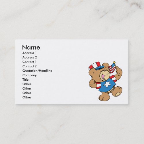cute USA patriotic teddy bear design Business Card Templates